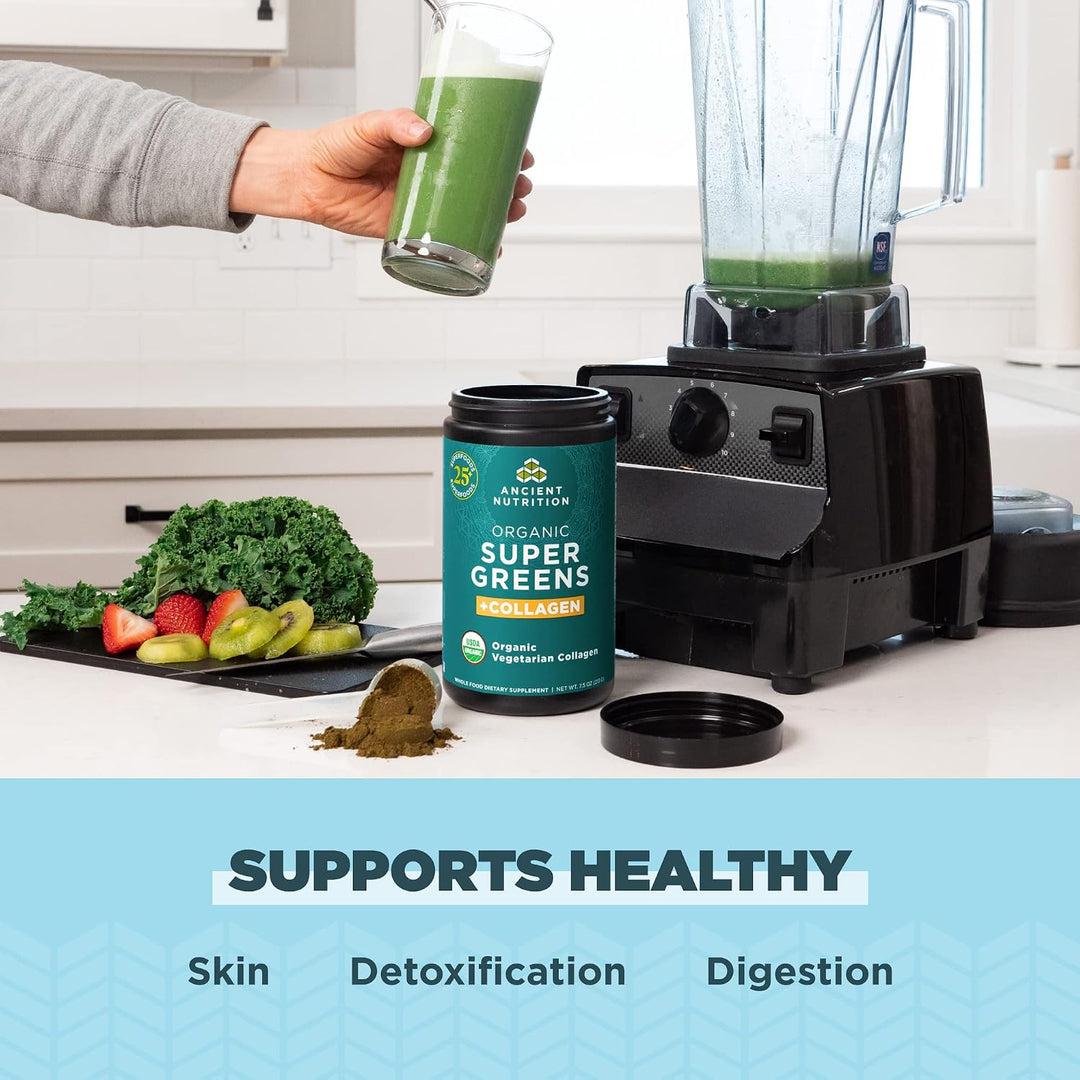 Ancient Nutrition Supergreens Powder - Polvo de superalimento orgán...