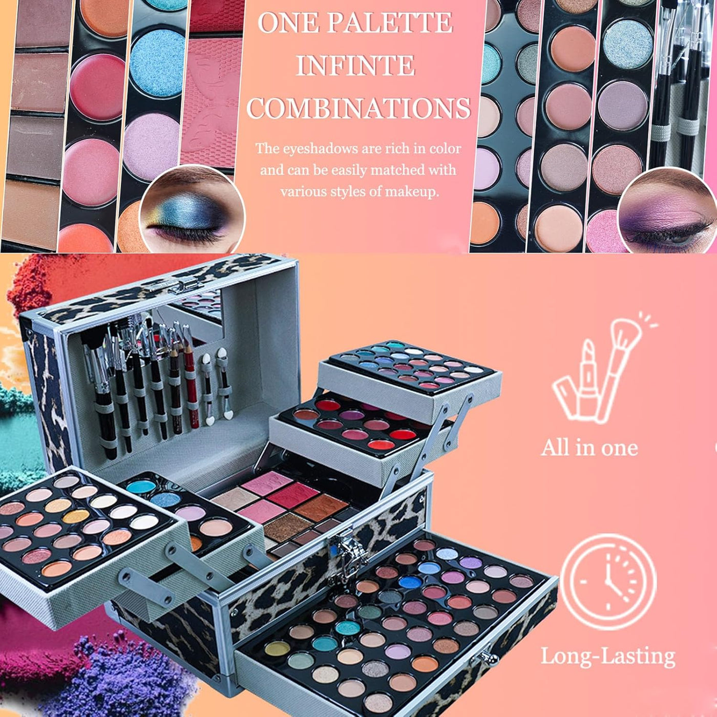 RoseFlower Kit de maquillaje profesional todo en uno, paleta de som...