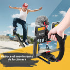 Zeadio Estabilizador de cámara para teléfono inteligente, kit de aparejo de video todo en uno con jaula para teléfono, luz de video RGB, micrófono, adaptador de cámara de acción, compatible con teléfonos inteligentes, cámara de acción, DSLR, cámaras, etc