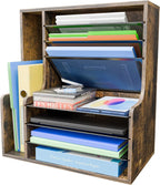 Simple Trending - Organizador de archivos de escritorio de 7 niveles, organizador de papel, marrón rústico