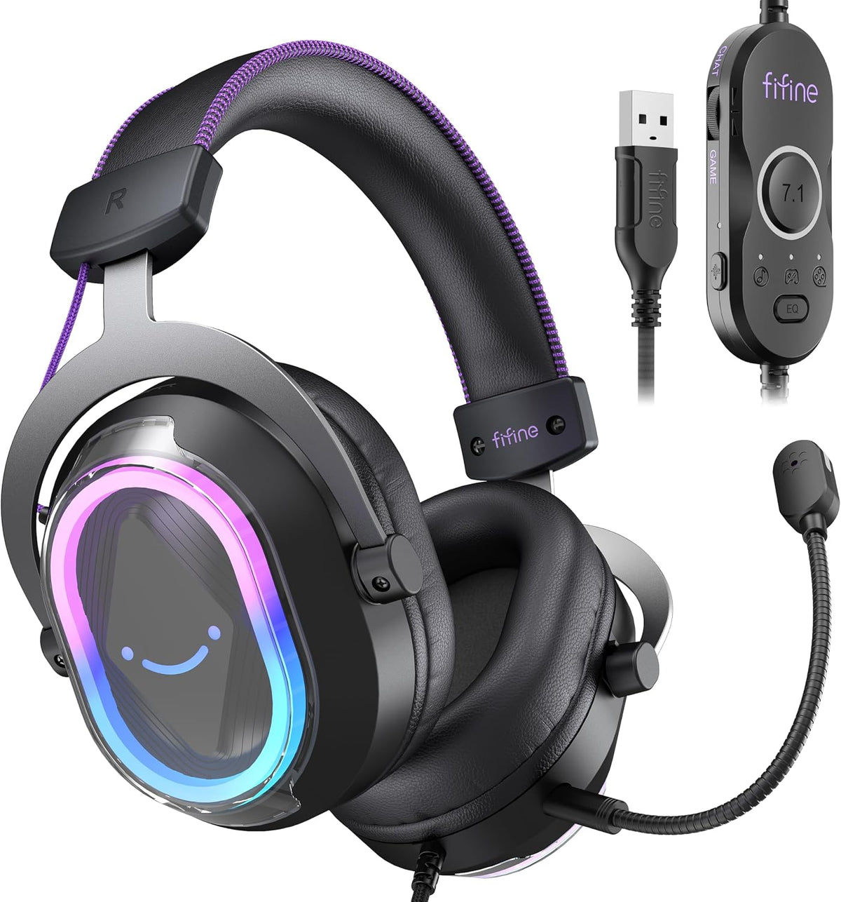 FIFINE H13BP Headset para Gaming con cable USB para PC, PS4/5, Mac, Balance de Juego/Chat