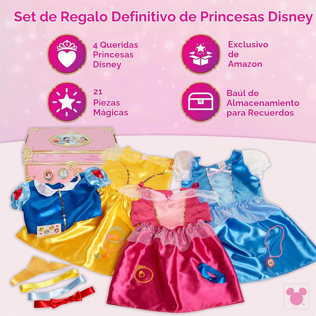 Disney Princess Baúl de Disfraces Deluxe 21 Piezas con Licencia Oficial [Exclusivo de Amazon]