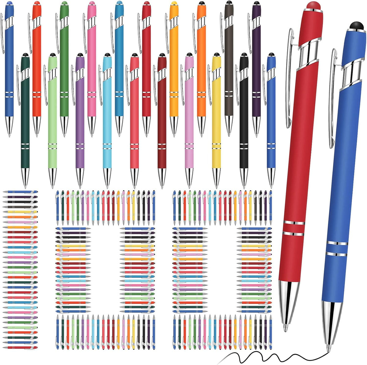 Yeaqee 100 bolígrafos a granel con punta de lápiz capacitivo, colores