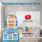 Contixo Paquete de tableta Android Kids de 10 pulgadas, 32 GB, Epic! y aplicaciones educativas LingoKids, controles parentales, funda a prueba de niños con soporte y lápiz capacitivo, auriculares y bolsa de funda, color azul