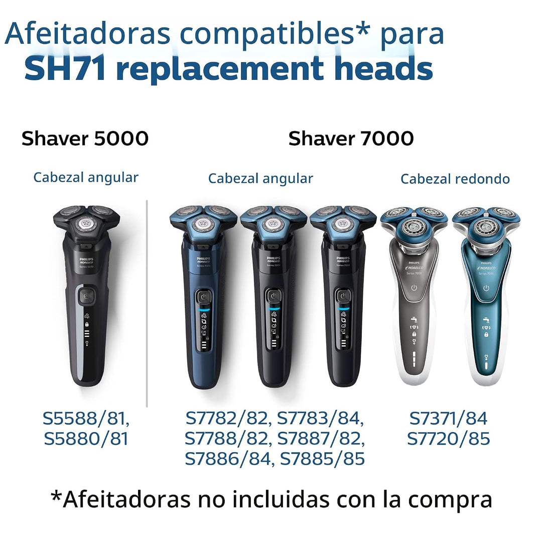 Philips Norelco Cabezales de afeitado genuinos SH71\/52 compatibles...