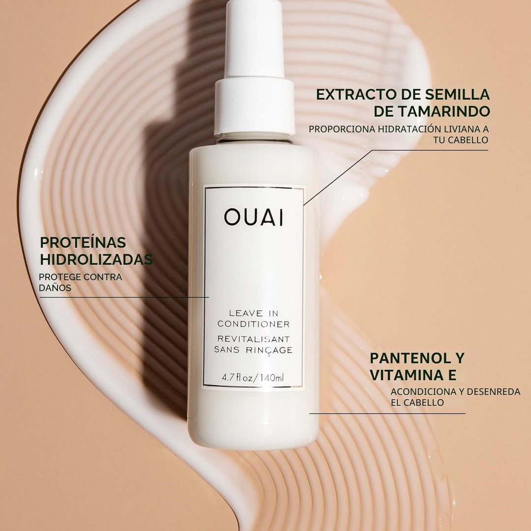 OUAI Acondicionador sin enjuague de tamaño completo y spray de onda...