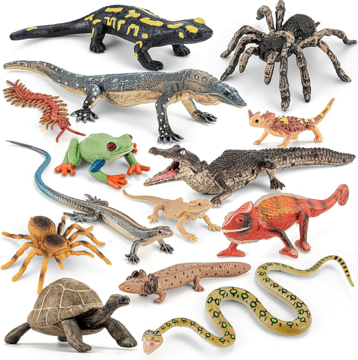 14PCS figuras de animales de reptiles juguetes anfibios diorama juguetes