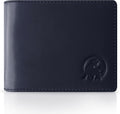 Billetera de cuero de grano completo para hombre, minimalista, delgada, plegable, con bloqueo RFID, con bolsillo para efectivo, 8 ranuras para tarjetas (azul zafiro)