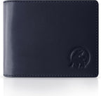 Billetera de cuero de grano completo para hombre, minimalista, delgada, plegable, con bloqueo RFID, con bolsillo para efectivo, 8 ranuras para tarjetas (azul zafiro)