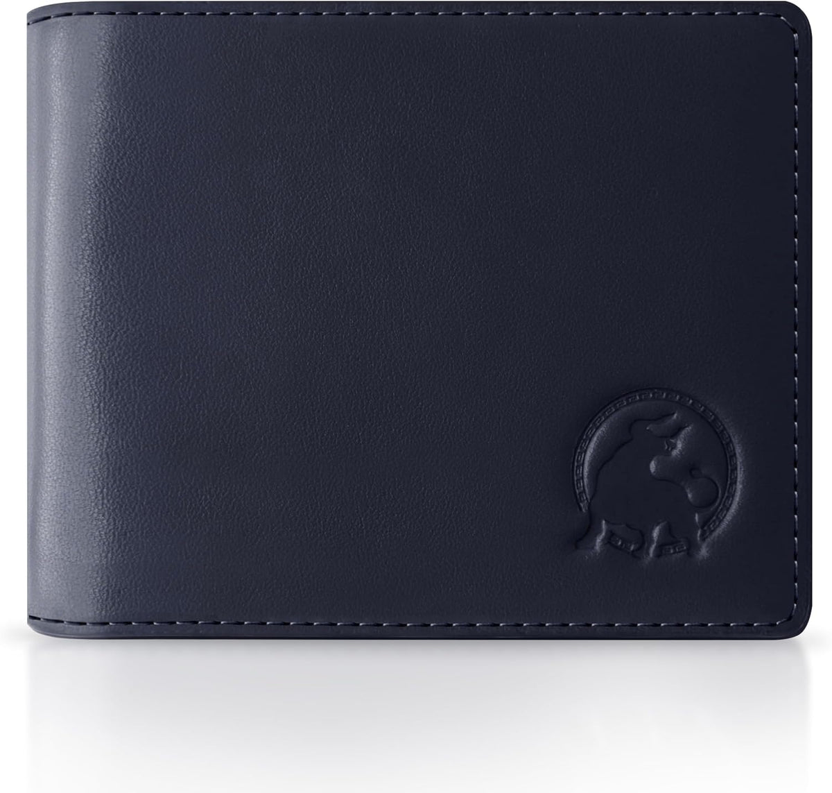 Billetera de cuero de grano completo para hombre, minimalista, delgada, plegable, con bloqueo RFID, con bolsillo para efectivo, 8 ranuras para tarjetas (azul zafiro)