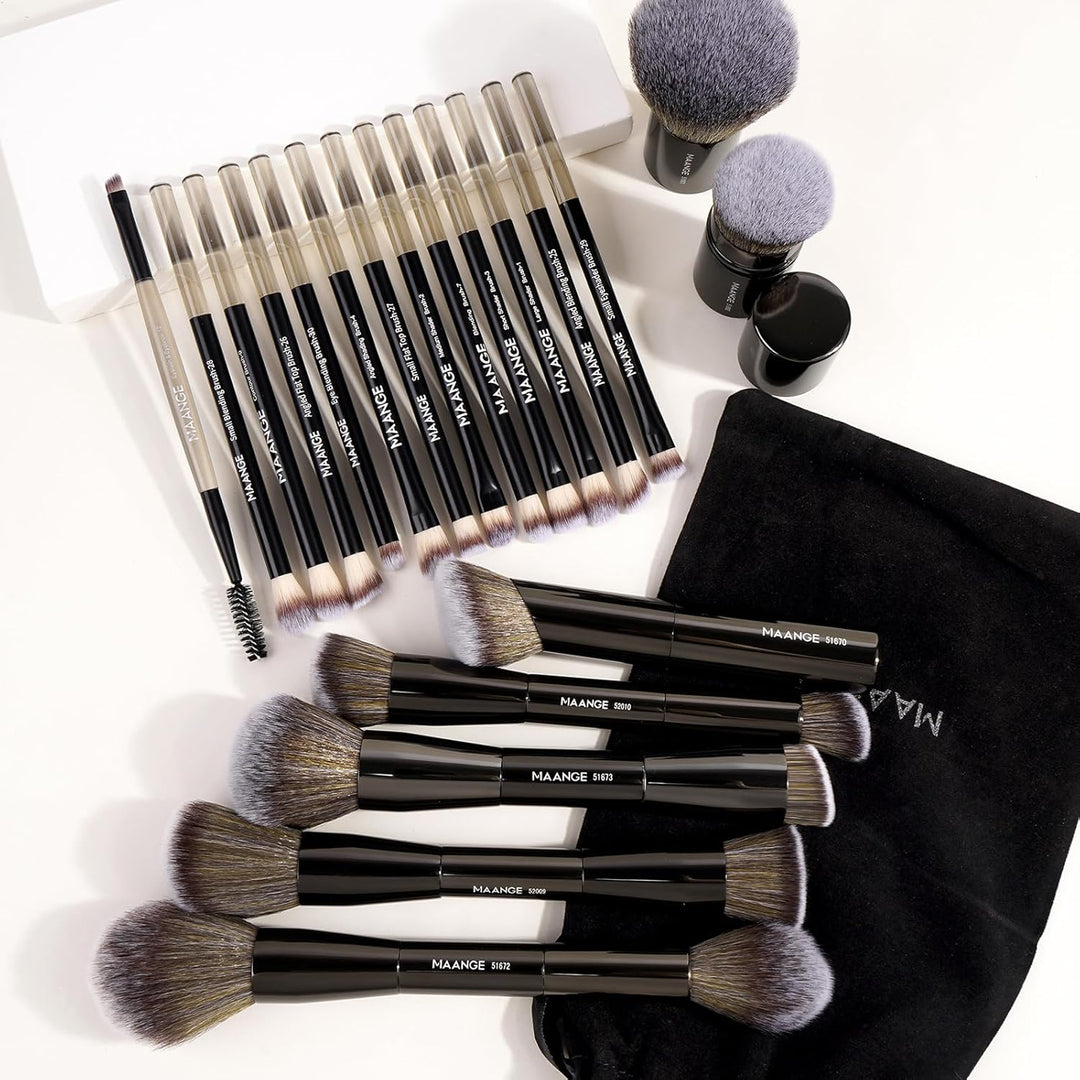 MAANGE Juego de 20 brochas de maquillaje para base, brocha Kabuki d...