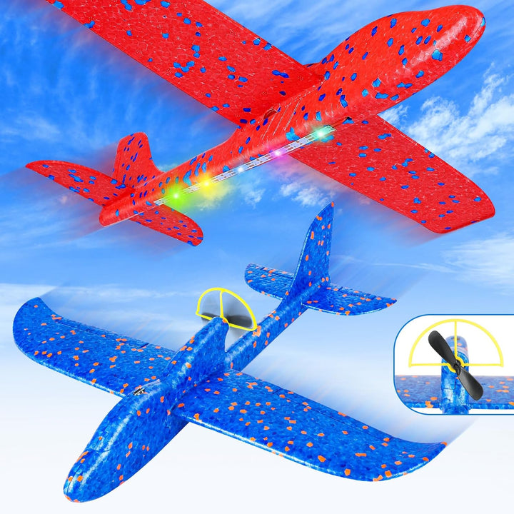 Fuwidvia Juguete de Avión de Espuma Eléctrico, Paquete de 2 LED 15\...