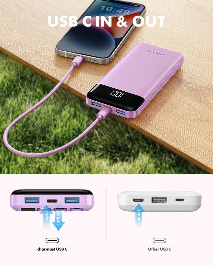 charmast Cargador portátil con cables incorporados, banco de energí...