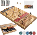 Juego de mesa de carreras de caballos de lujo, plegable con 2 cartas, 2 dados, 11 caballos de metal y 100 fichas, diseño plegable para todas las piezas, regalo para noches de juego de