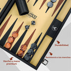 Juego de backgammon de 15 pulgadas para adultos, de fibra de carbono de alta calidad, de piel sintética, plegable, juego de mesa clásico de viaje portátil para fiestas familiares, entretenimiento al aire libre