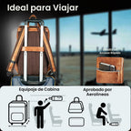 LEATHER VILLAGE Mochila de cuero para computadora portátil para hombres con correa de carretilla 16L Slim