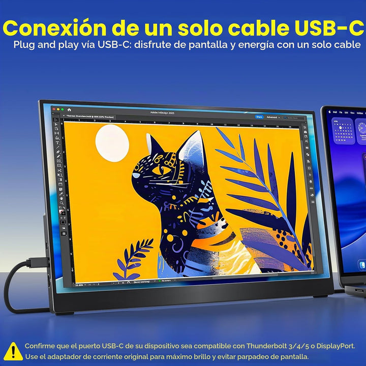 VisionOwl Monitor portátil para laptop, IPS USB-C HDMI segundo moni...