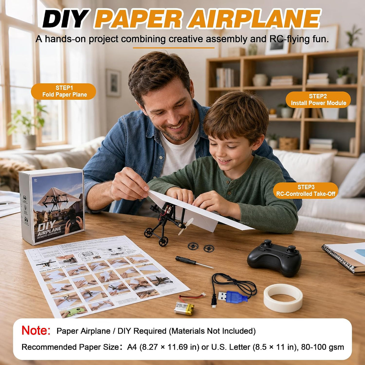 1 kit de avión de papel RC DIY para aficionados, pilotos y