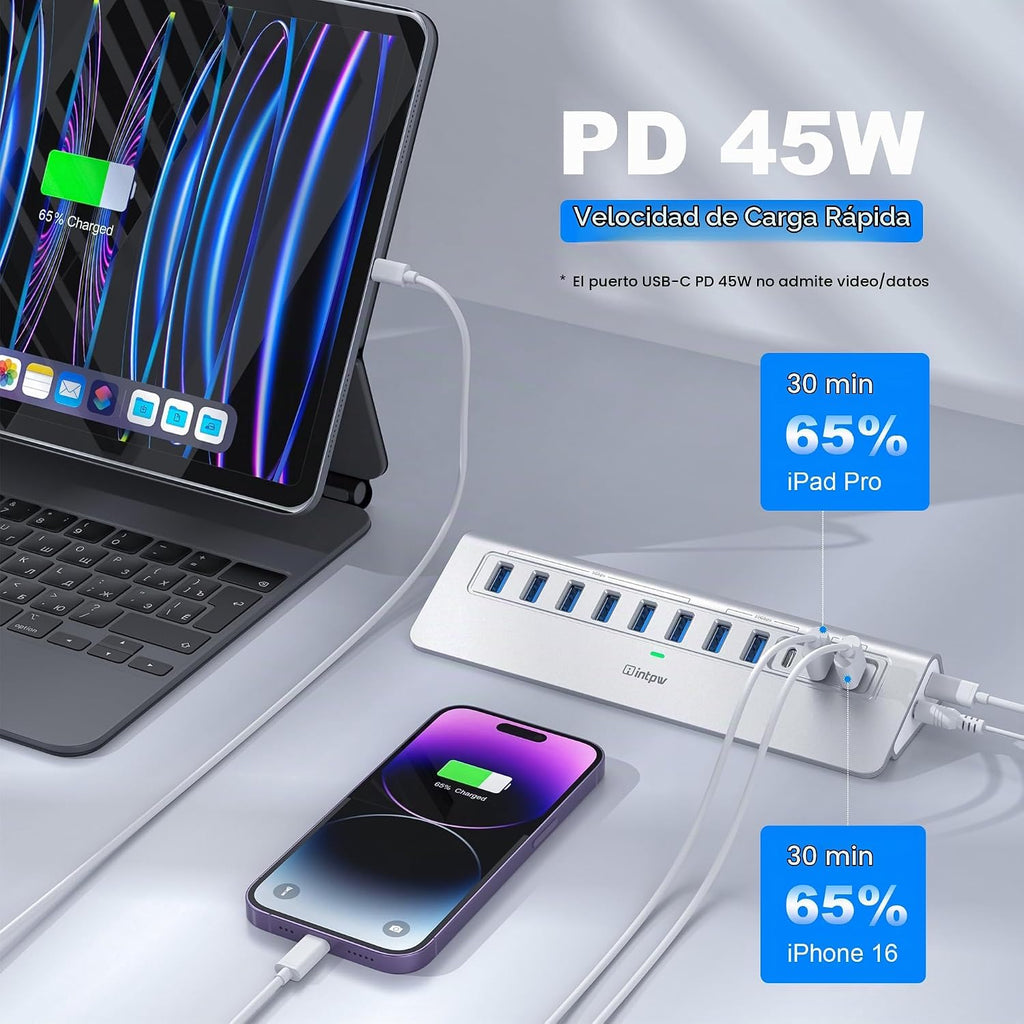 intpw, YH9AC, hub USB 3.2 de 13 puertos, alimentado