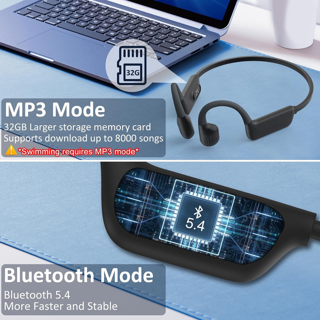 Auriculares de natación de conducción ósea, IP68 Auriculares de natación