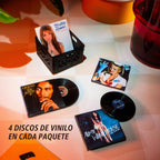 MGA's Miniverse Vinilo de música real (paquete de 2) Mystery Blind, 4 mini discos reproducibles por paquete, funda y llavero, coleccionistas, regalo, Britney Spears, Elton John, TLC