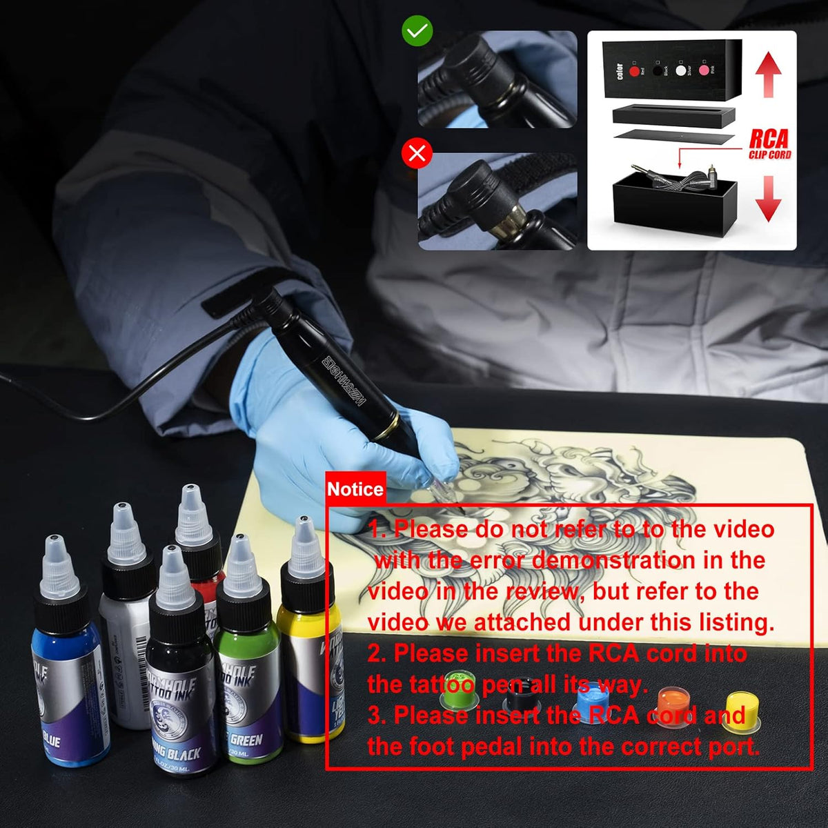 Kit de Pistola de Tatuaje Cartucho Kit de Máquina de Tatuaje Kit de...