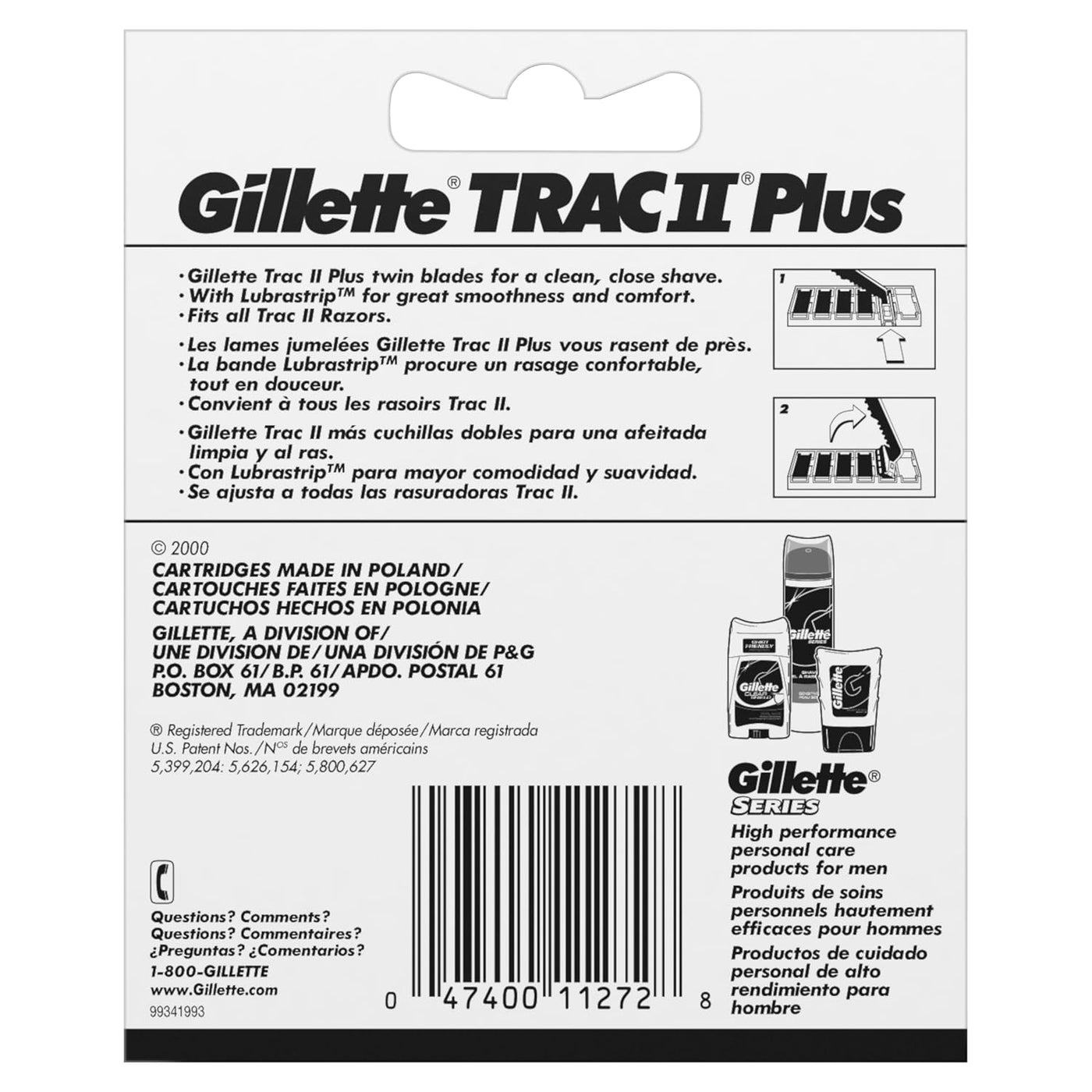 Gillette TRAC II Plus - Recargas de cuchilla de afeitar para hombre...