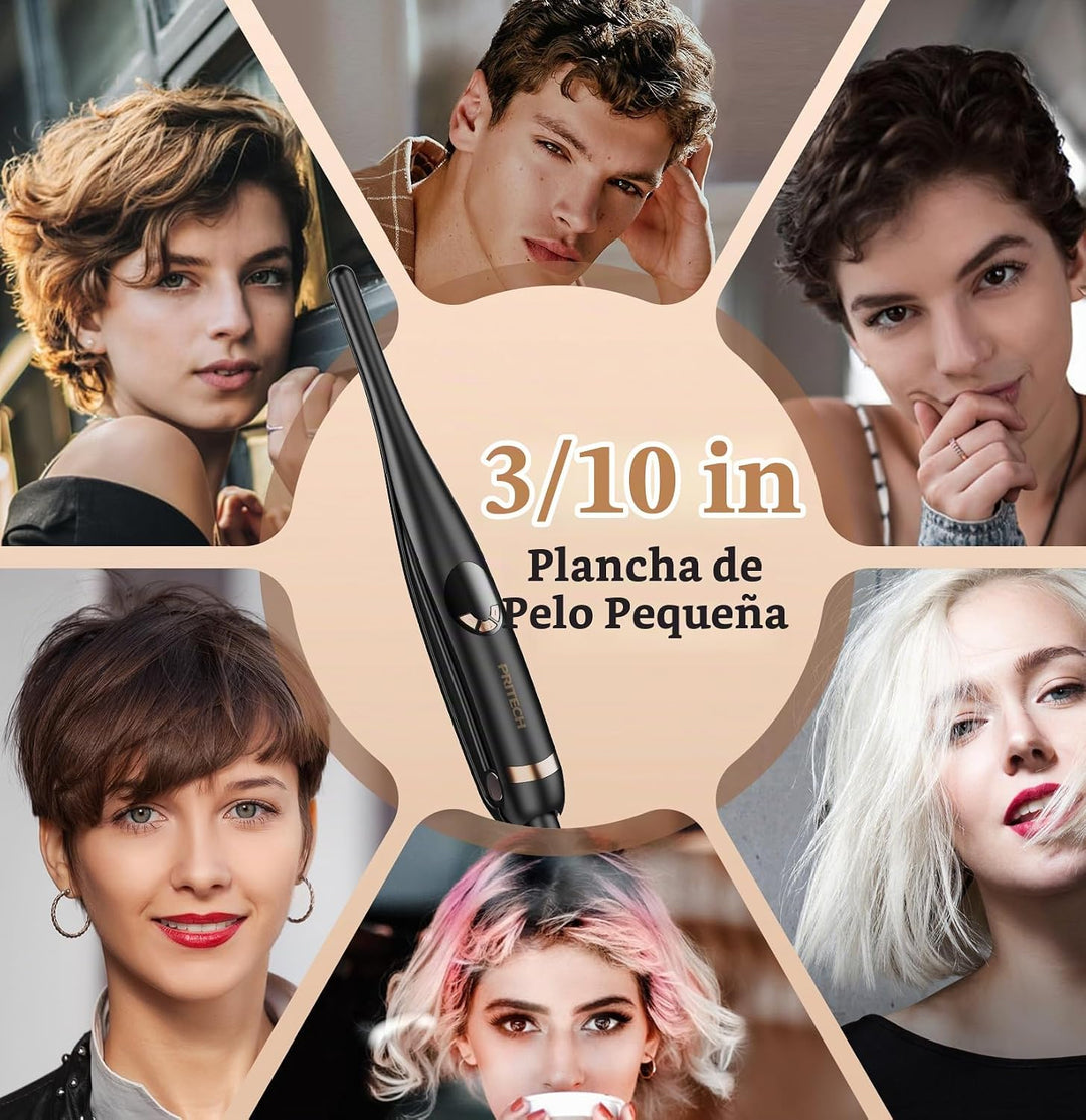 PRITECH - Plancha plana pequeña para cabello corto de 3\/10 pulgada...