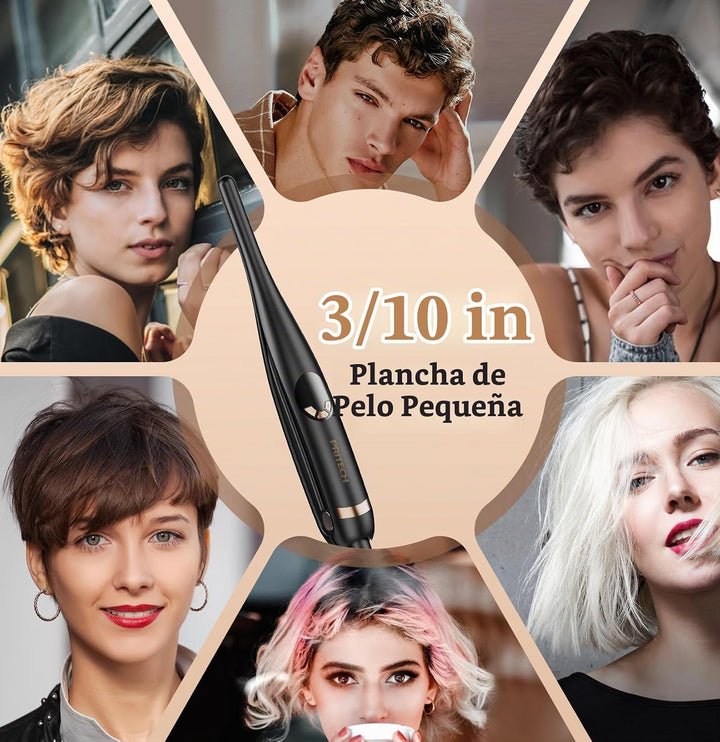 PRITECH - Plancha plana pequeña para cabello corto de 3\/10 pulgada...