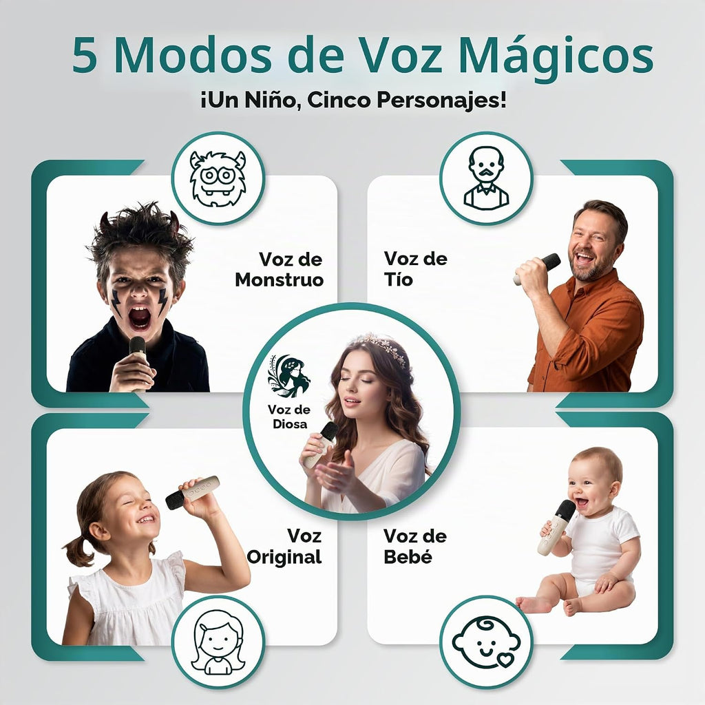 Máquina de karaoke para niños con 2 micrófonos inalámbricos, altavoz Bluetooth