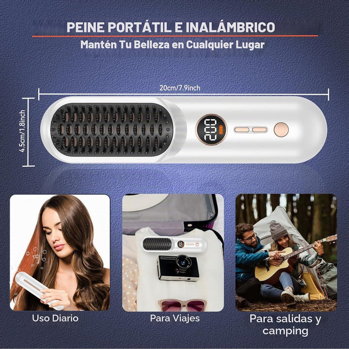 Atopskins Cepillo alisador de cabello inalámbrico, mini cepillo por...