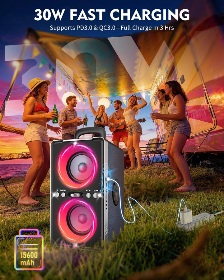YIER Altavoz Bluetooth, altavoz de fiesta de pico de 240 W con grav...