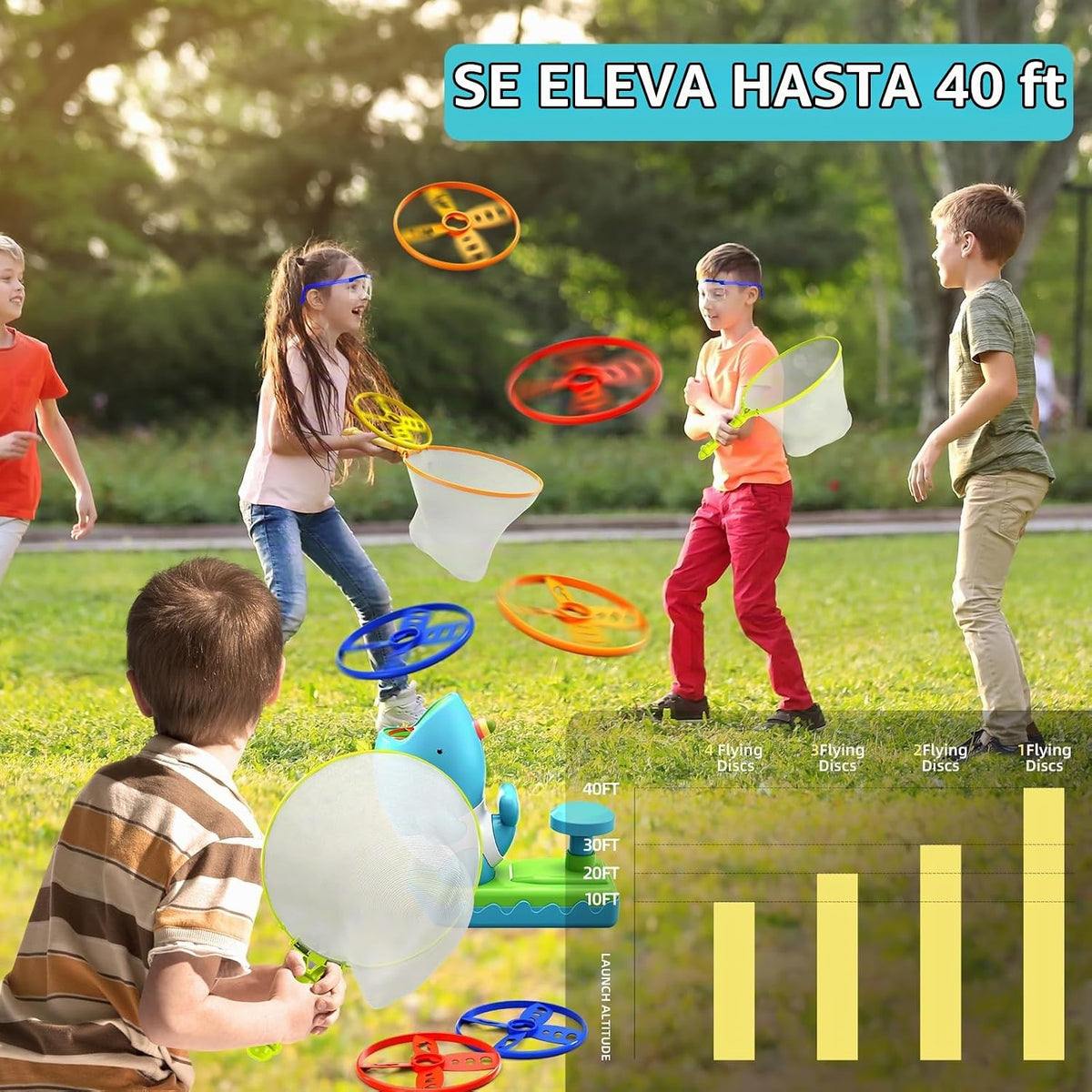 24 piezas de lanzador de discos voladores para interiores y exteriores, juguetes de regalo para niños de 3, 4, 5, 6 años, juguetes para exteriores para niños de 3 a 5 4 a 8 años, ideal para niños de 3, 4, 5, 6 años, regalos de cumpleaños