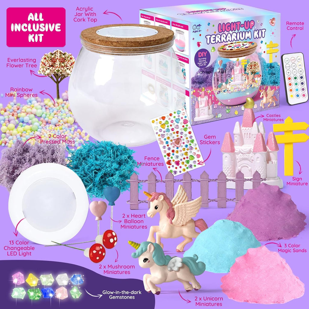 Kit de manualidades de terrario de unicornio: regalo de juguete