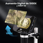 Microscopio digital M2B 1000X, LCD de 4,3", salida HDMI, 32 GB