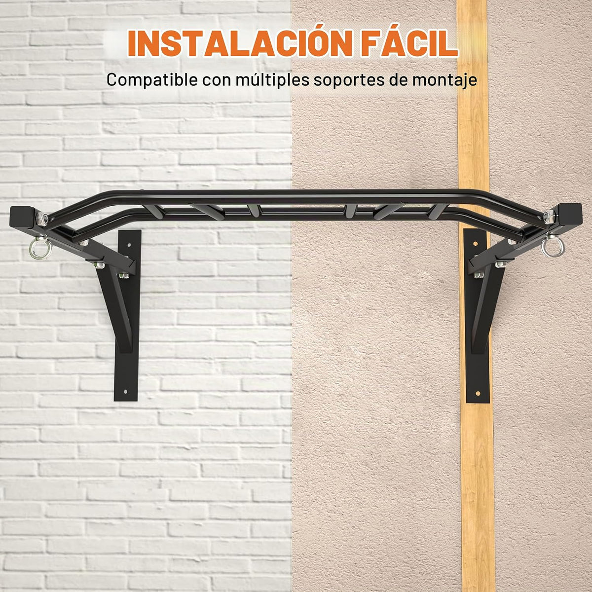Barra de Dominadas de Montaje en Pared Upgrade, Barra de Dominadas Multiagarre de Alta Resistencia para Entrenamiento de Fuerza, Capacidad de 600 lbs, Construcción en Acero Duradera, Perfecta para Entrenamientos en Casa y Garaje