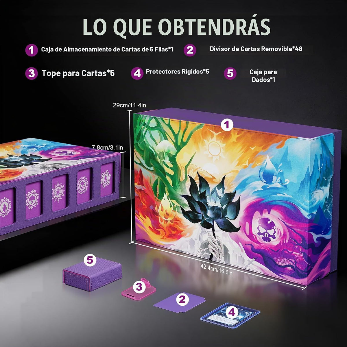 Kabinka Caja de almacenamiento de la tarjeta de 5 filas MTG con la