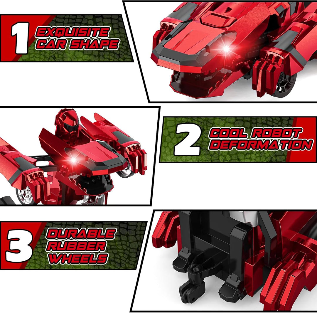 Kroyedfuw Coches RC de Dinosaurio que se Transforman, Coche de Cont...