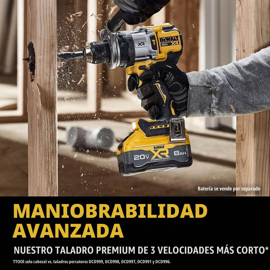 DEWALT Taladro de martillo inalámbrico sin escobillas de 20 V MAX XR de 1/2 pulgada, batería no incluida (DCD1007B)
