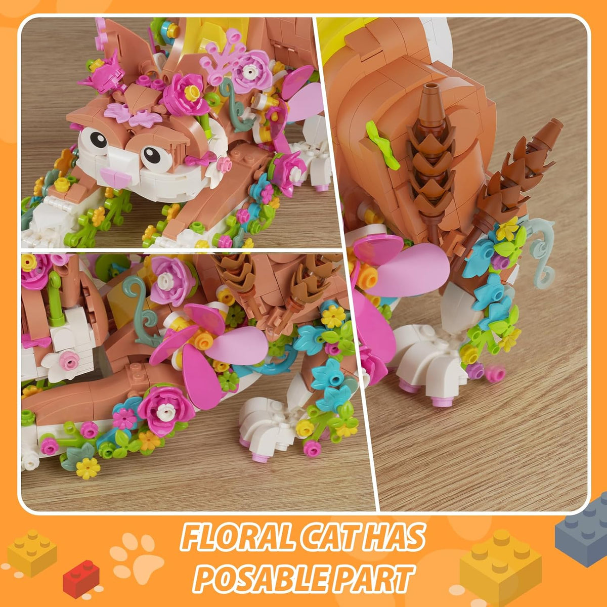 JOJOPeach Juego de juguetes de construcción de gatos y