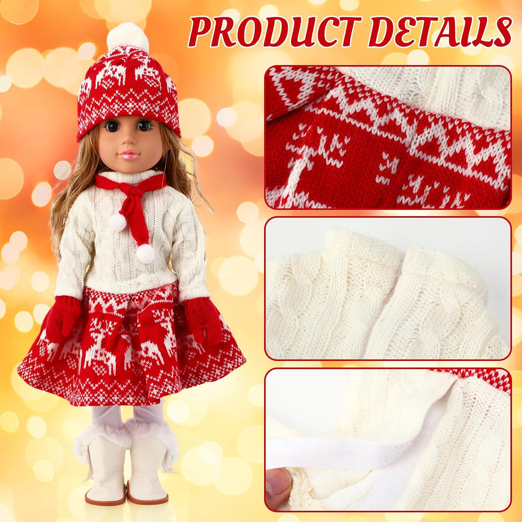Juego de 6 piezas de ropa de muñeca de Navidad de 18 pulgadas