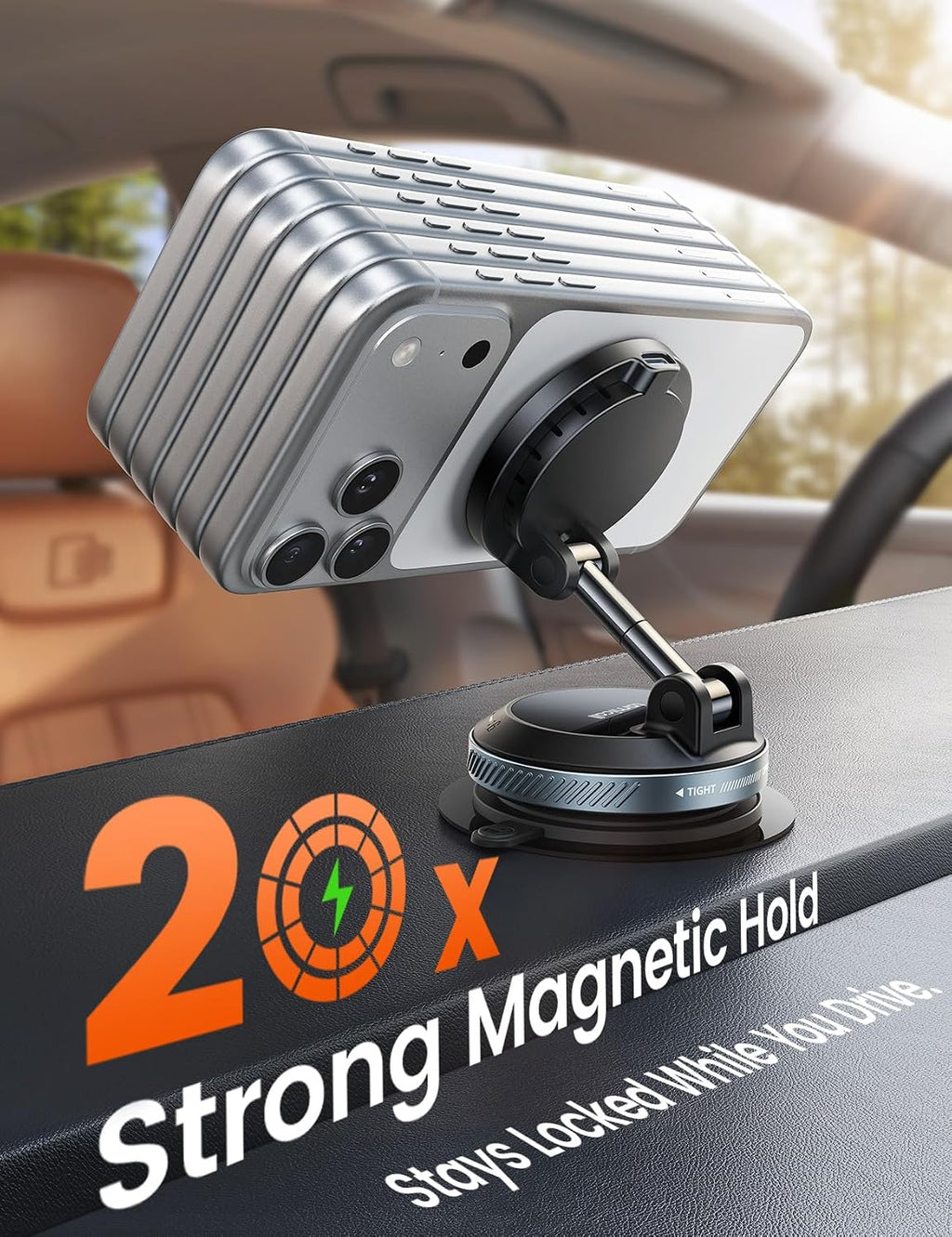 Lamicall 15W para cargador de montaje en coche MagSafe, soporte inalámbrico