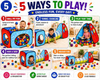 Kiddey - Juego de túnel y alberca de pelotas | Tiendas de campaña emergentes de 3 piezas para niños, bebés y niños pequeños, niños y niñas | Juego de regalo para interiores y exteriores | Albercas de