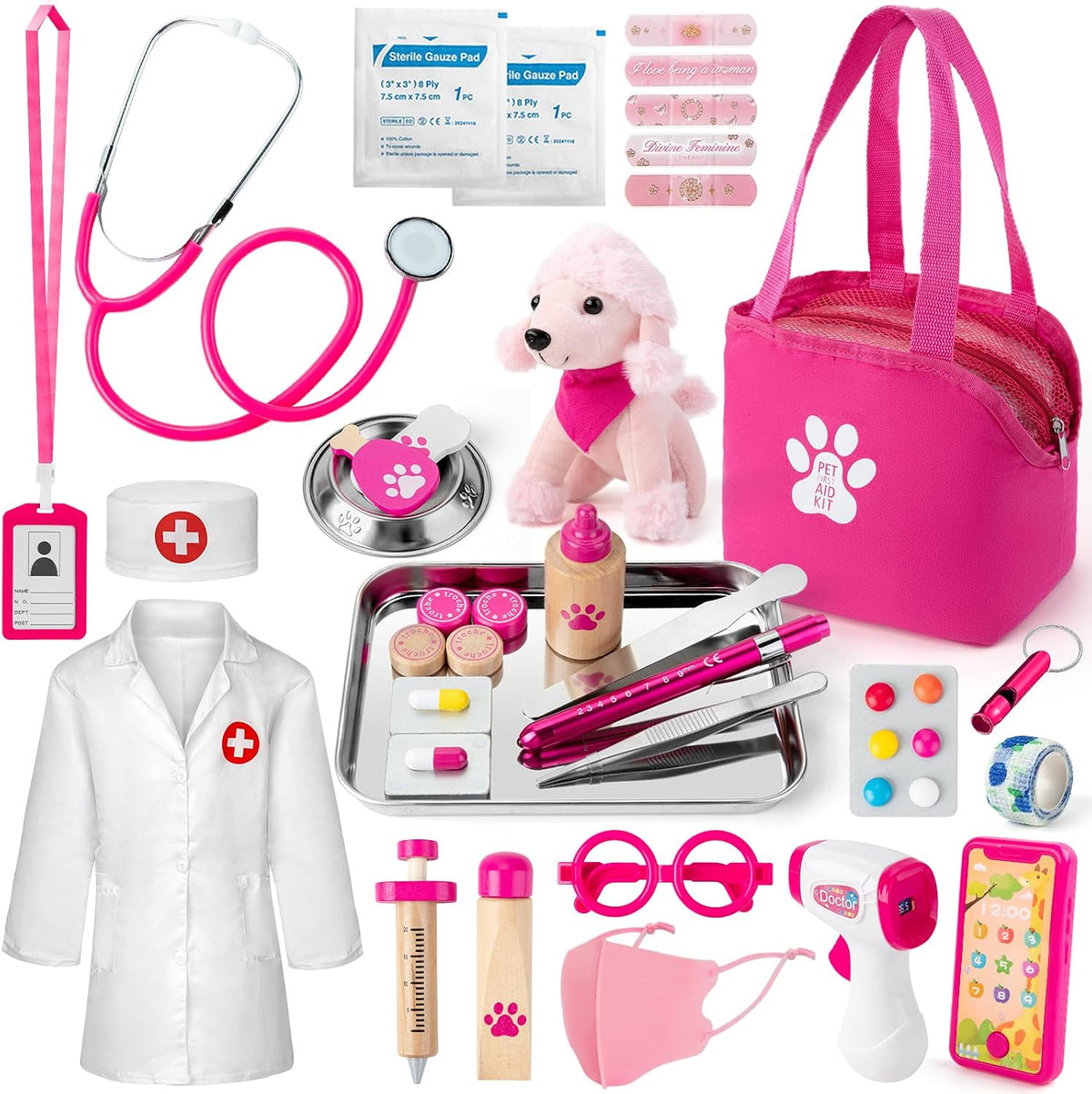 EFO SHM Kit de Doctor de Juego para Pretender para Niñas, Set de Veterinario para Niños
