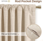 INOVADAY Cortinas 100% opacas de 84 pulgadas de largo, juego de 2 paneles de lino con pestaña trasera y bolsillo para barra, cortinas opacas para dormitorio, cortinas de ventana con aislamiento