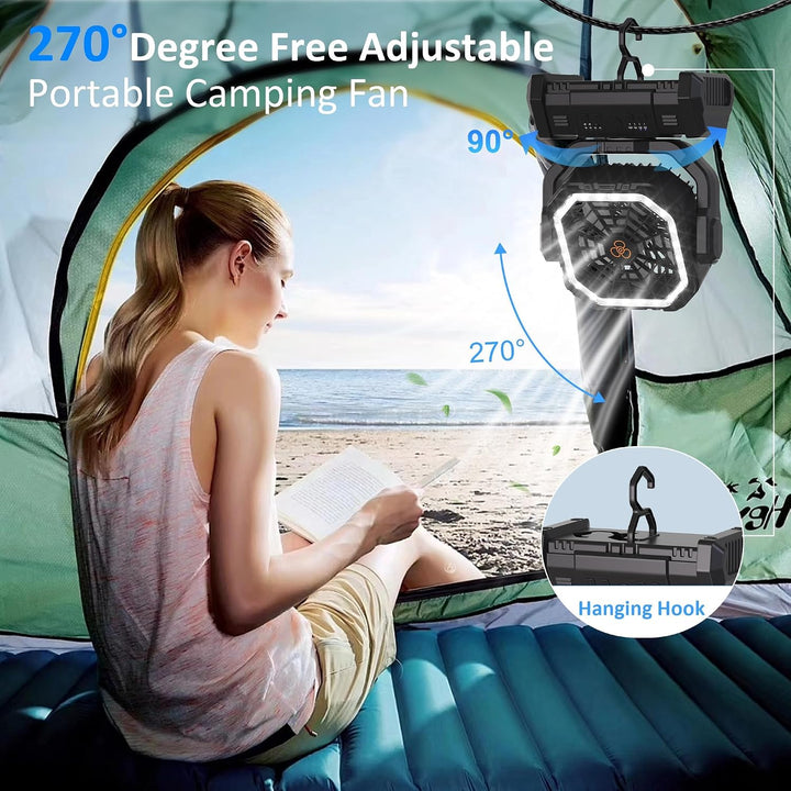 Honesorn - Ventilador de camping recargable de 20000 mAh con LED y...