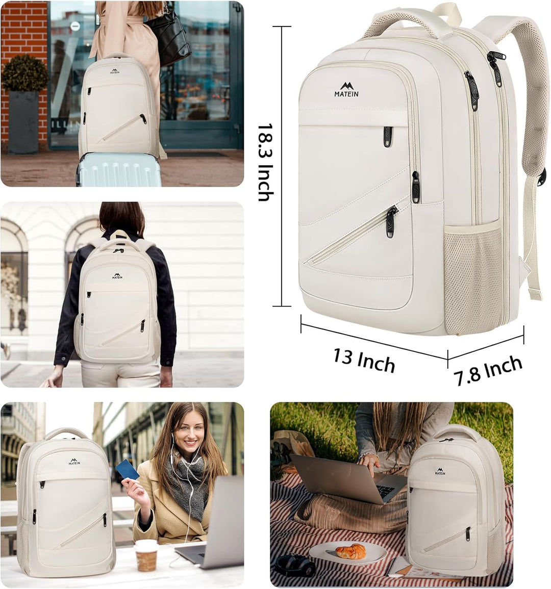 MATEIN - Mochila para laptop de gran capacidad para mujeres, mochil...