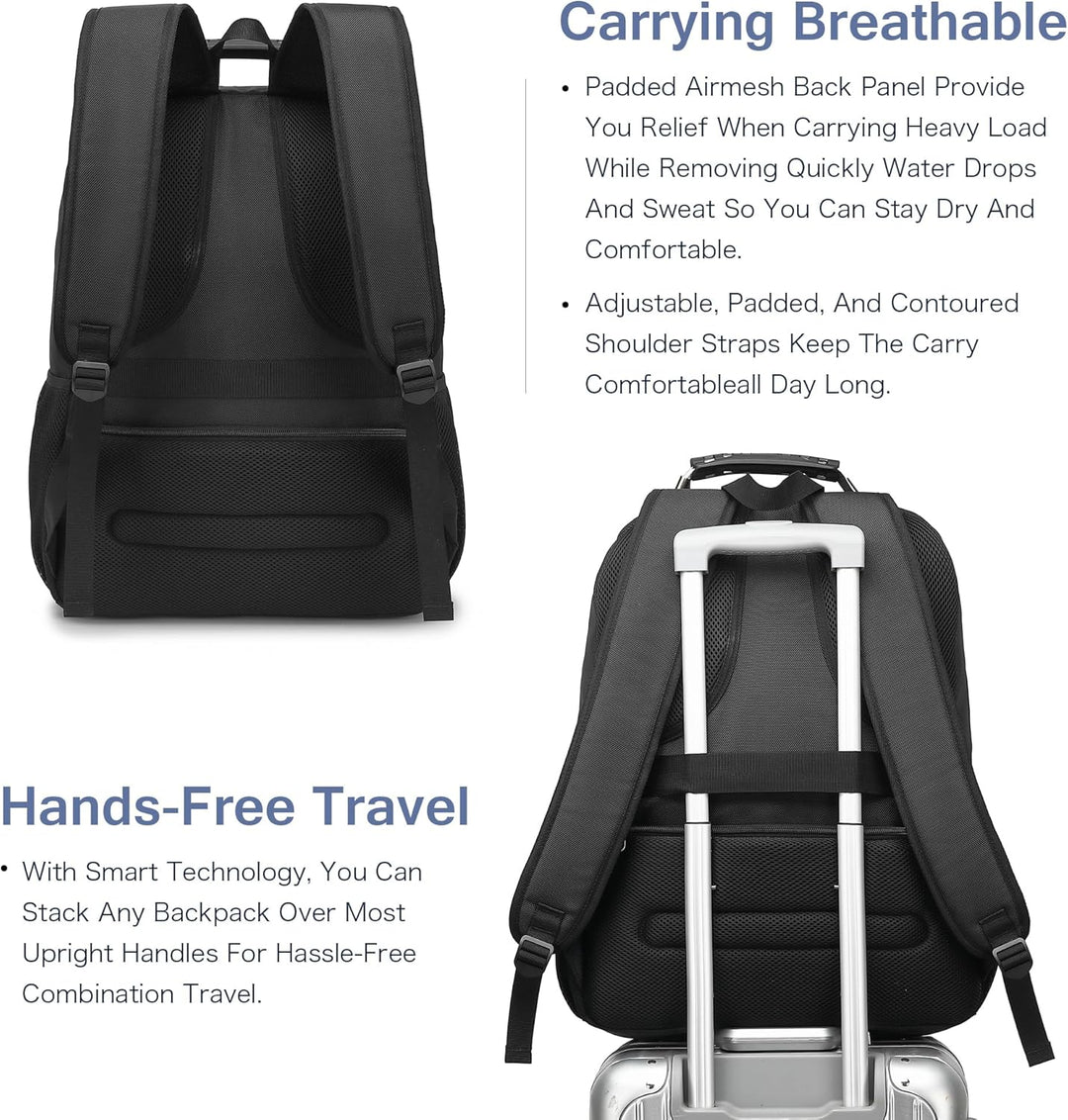 Mochila para laptop Boavan para hombres (Negro, 15.6), Negro, Elegante