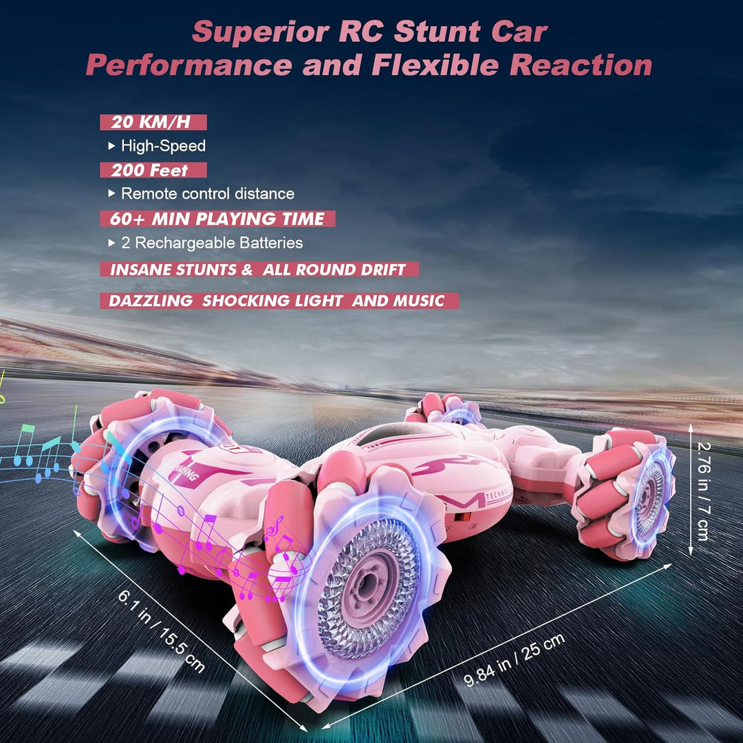 Fosgoit Coches RC Rosa para Niñas de 6 a 12 años, Coches de Acrobac...