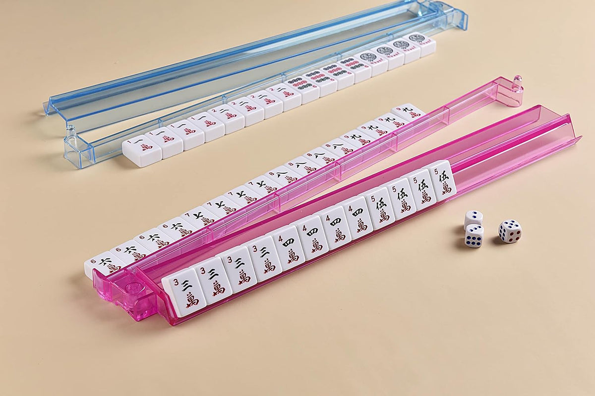Juego de Mah-jong Americano Set 166 Fichas Blancas Bolsa de Viaje con acolchado rojo